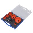 thumbnail image 2 of Abridor de agujeros, 8 Uds., Kit de sierra perforadora, herramientas de corte HSS de baja resistencia a la perforación con caja de almacenamiento para plástico, madera, Metal, naranja, 2 of 8
