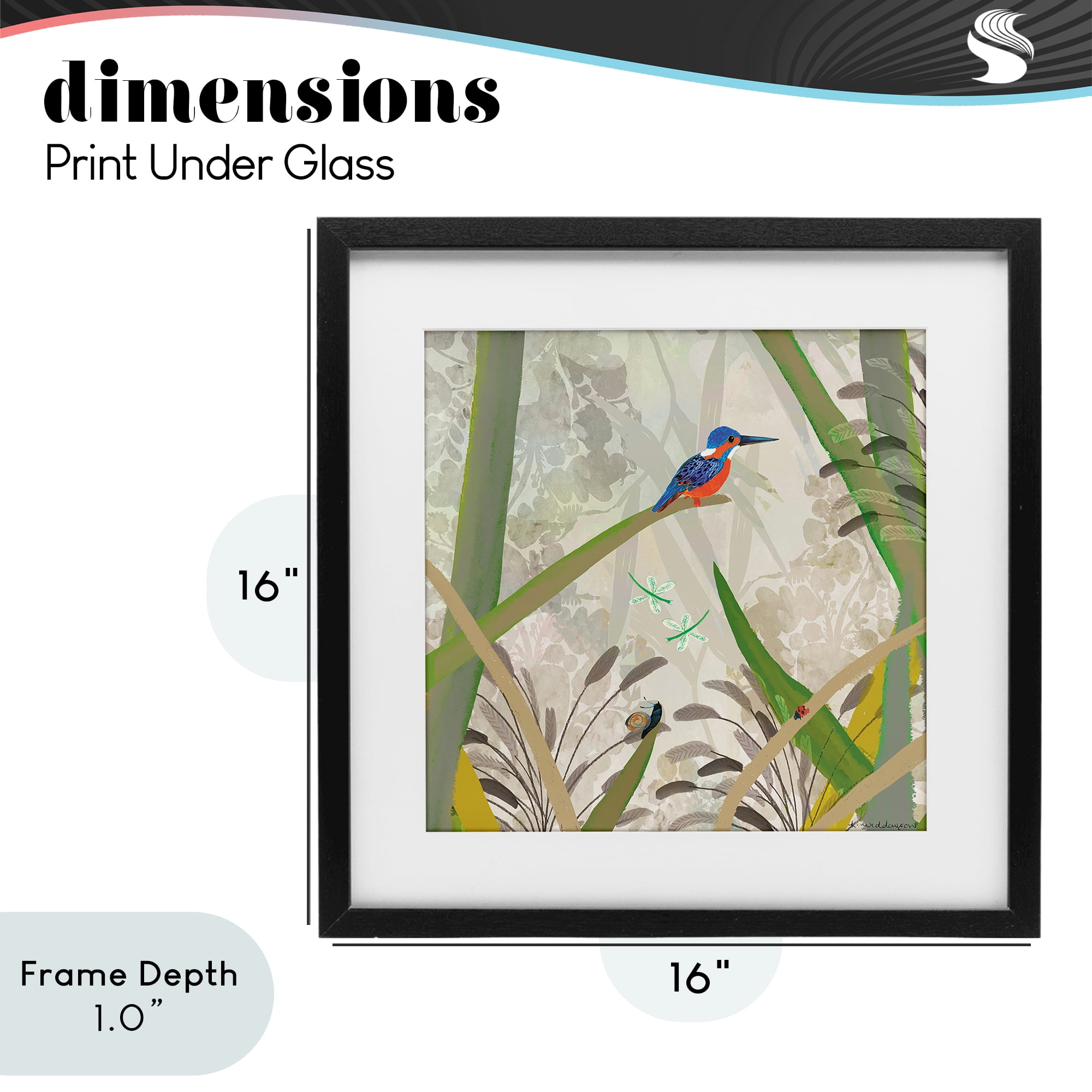 Stupell Industries Kingfisher Among Branches Black Framed Print Under Glass, design by Kay Widdowson