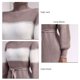 thumbnail image 2 of Short Knit Dress Stitching High Neck Knit Dress Long Sleeve Fashionable Color Block Stylish for Office ANGGREK Otros, 2 of 6
