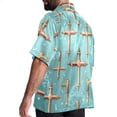 thumbnail image 3 of Easter Cross Men's Hawaiian Shirt, Short Sleeve Printed Button Down Beach Casual Tops, Summer Spread Collar Men's Shirts, 3 of 6