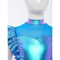 thumbnail image 5 of Hansber Kids Girls Crop Top Sleeveless Ruffles Rhinestone Mesh Shiny Metallic Jazz Hip-Hop Dance Performance Blue 12, 5 of 7