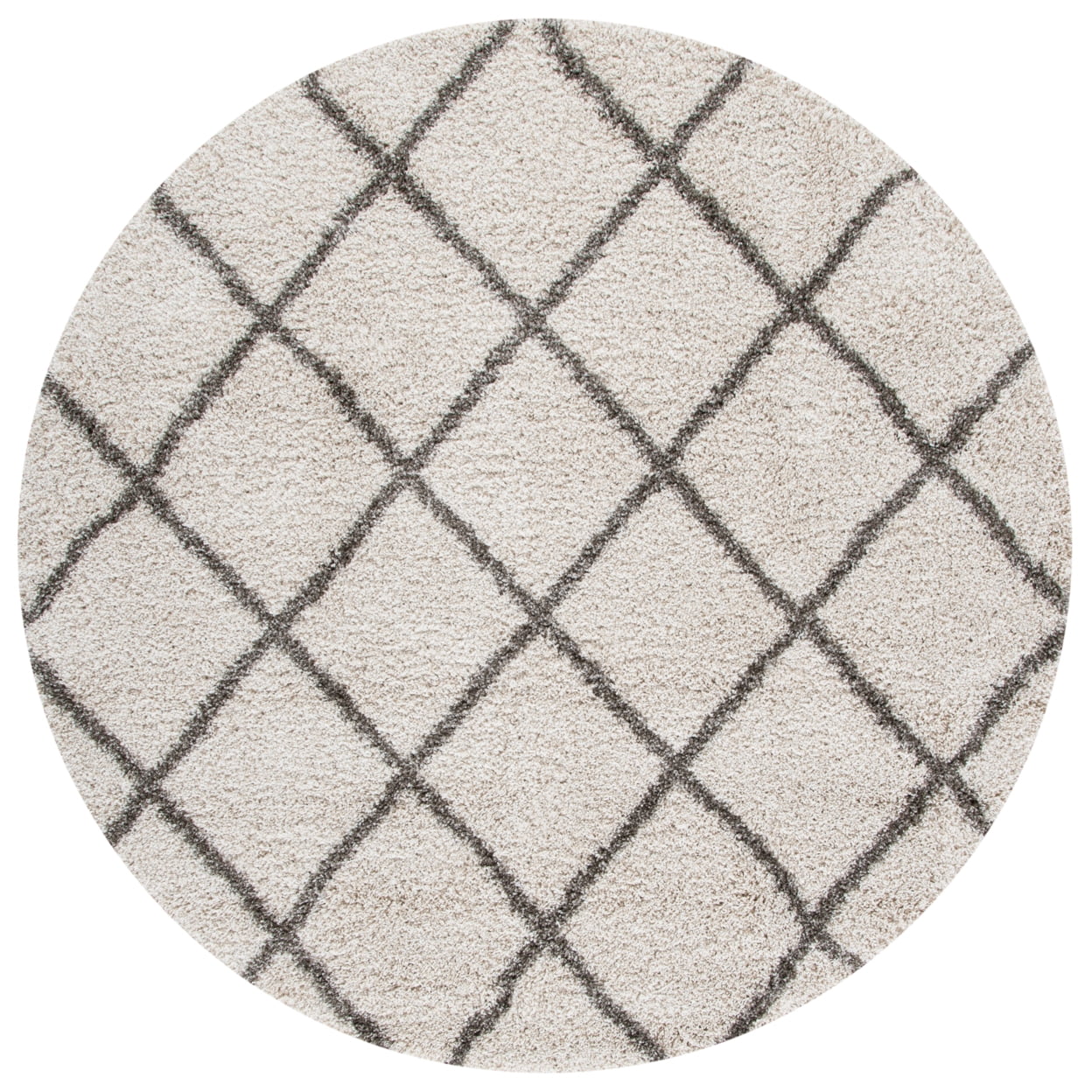SAFAVIEH Hudson Jackson Trellis Shag Area Rug, Ivory/Grey, 7' x 7' Square