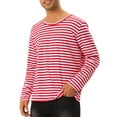 thumbnail image 4 of Camiseta de rayas INSPIRE CHIC para hombres, cuello redondo, de manga larga, básica M Rojo Blanco, 4 of 6