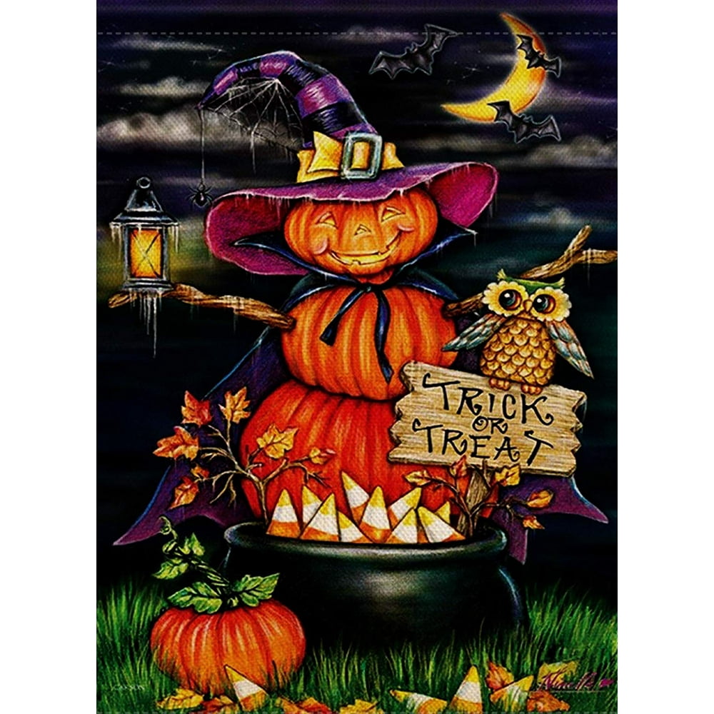 Home Decorative Halloween Garden Flag Pumpkin Double Sided, Trick or