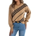 thumbnail image 2 of Suéter Informal de Rayas con Cuello Redondo y Larga Tipo Farol para Mujer Caqui M, 2 of 10