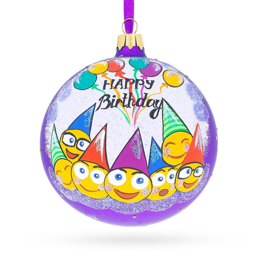 Happy Birthday Emojis Glass Ornament - Walmart.com