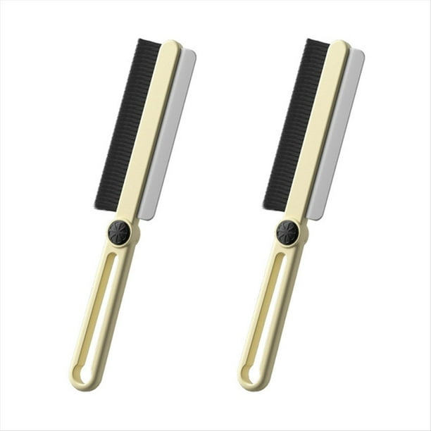 Cepillo de Limpieza de Grietas Giratorio Multifunción, Cepillos de Limpieza de Grietas de Cerdas Duras con Barra de Raspado, Amarillo