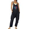 thumbnail image 1 of Femmes Pantalons Mode Femmes Sans Manches Imprimé Froid Veste d'Épaule Casual Pachwork Combinaison Noir M, 1 of 5
