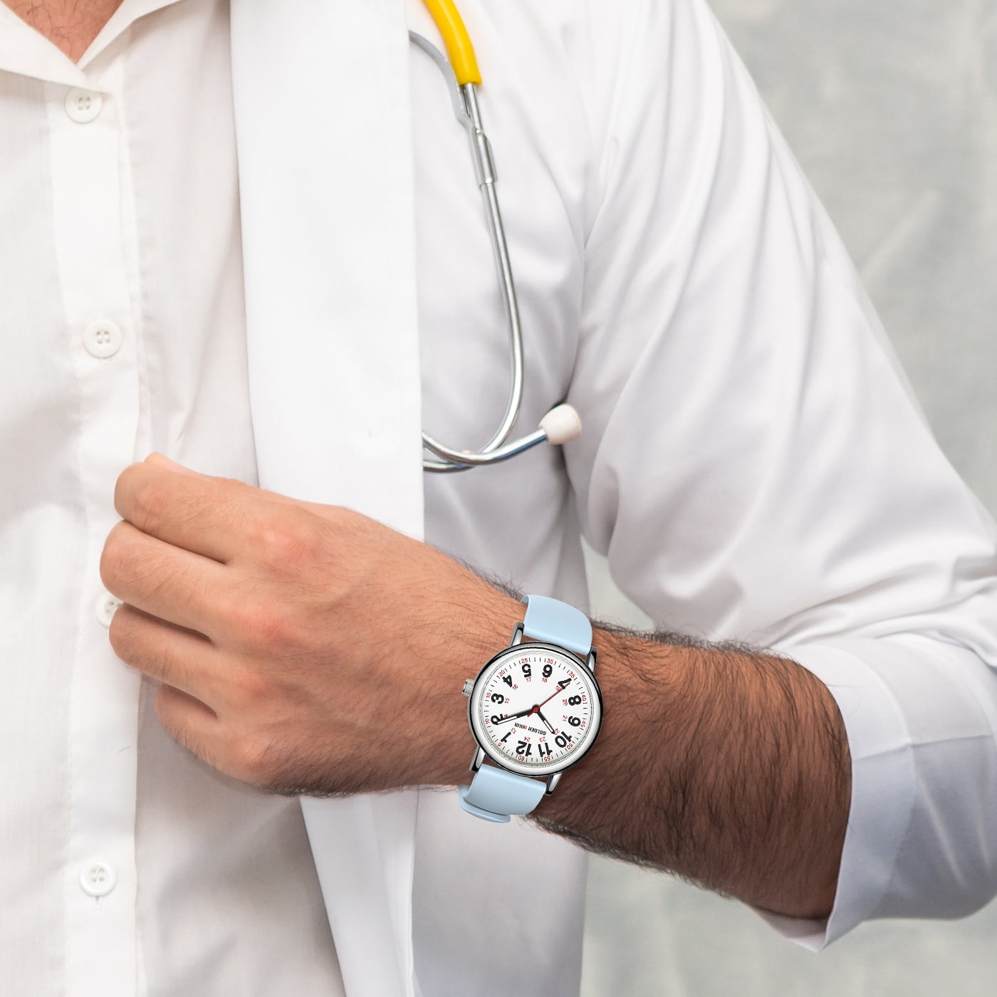 GOLDEN HOUR Waterproof Nurse Watch for Medical Professionals, Students Women Men - Military Time Luminouse Easy Read Dial, 24 Hour with Second Hand, Colorful Silicone Band