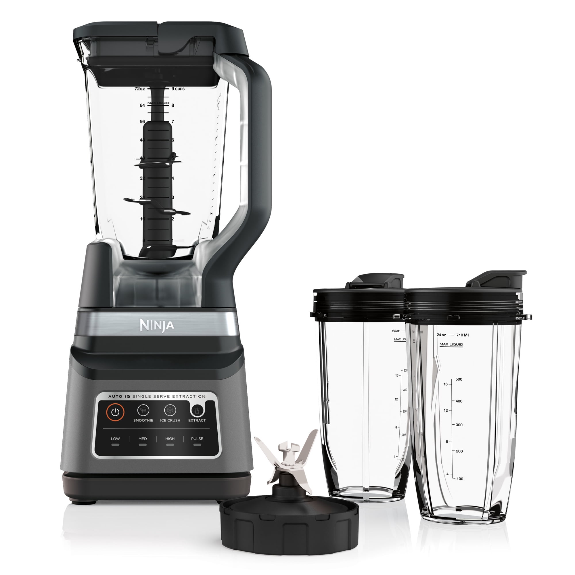 Ninja Professional Plus DUO Bender, 1400 Peak Watts, 3 Auto-IQ Programs for Smoothies, Frozen Drinks & Nutrient Extractions, 72-oz.* Total Crushing Pitcher & (2) 24 oz. To-Go Cups, BN751 Dark Grey