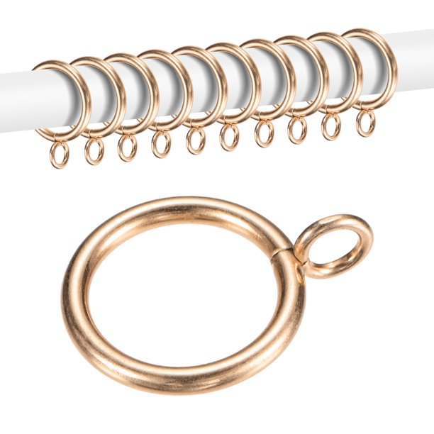 Uxcell 10-Pack Anillo de Cortina con Ojal 1 Pulgada ID Se Ajusta a Varilla de Cortina de 3/4 Pulgadas Anillos de Drapería de Metal Dorado