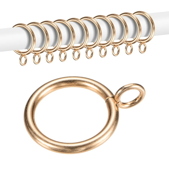 Uxcell 10-Pack Curtain Ring with Eyelet 1 Inch ID Fits Up to 3/4 Inch Curtain Rod Gold Metal Drapery Rings