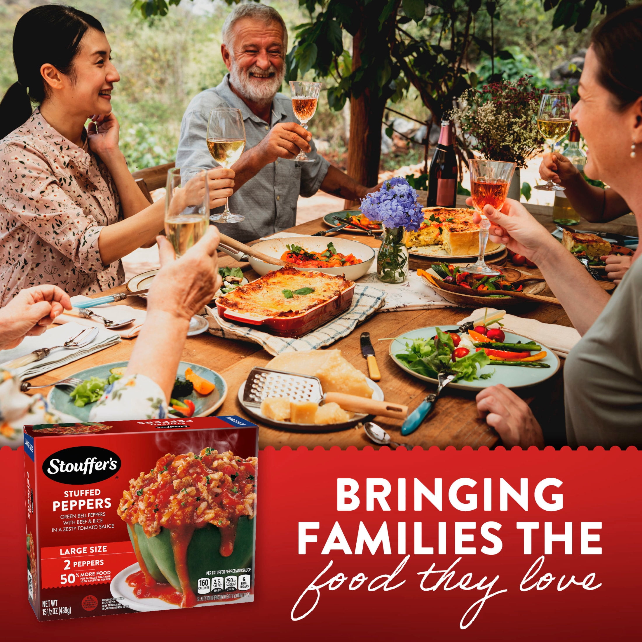 Stouffer’s Stuffed Peppers, Large Size, Frozen Stuffed Peppers, Easy Single Frozen Meals 15.5 oz