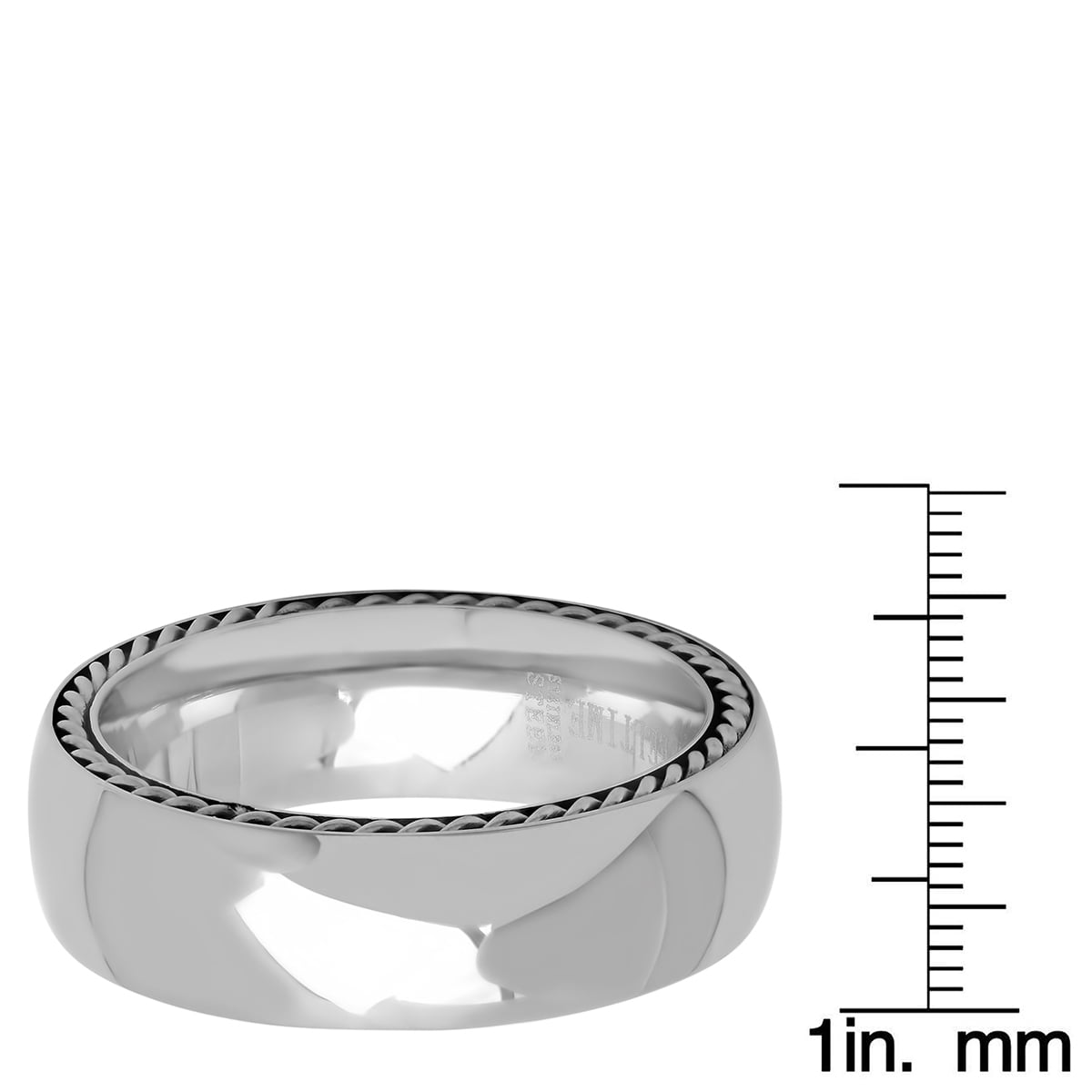 Men's Stainless Steel Chain Link Inlay Ring