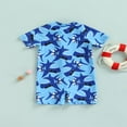 thumbnail image 4 of Toddler Baby Boys Swimwear Summer Short Sleeve Zipper Cartoon Animal Sun Protection Bathing Suit, 4 of 7