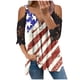 thumbnail image 1 of Moda Mujer Causal Cremallera Cuello Día de la independencia Blusa con estampado de encaje Camiseta de manga corta Tops de verano Fridja  hjk274, 1 of 3