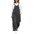 thumbnail image 3 of akafmk Corduroy Overalls for Women Adjustable Strap Wide Leg Jumpsuit Dressy Casual Long Pants with Pockets Fall Winter Outfits, Size S, 3 of 8