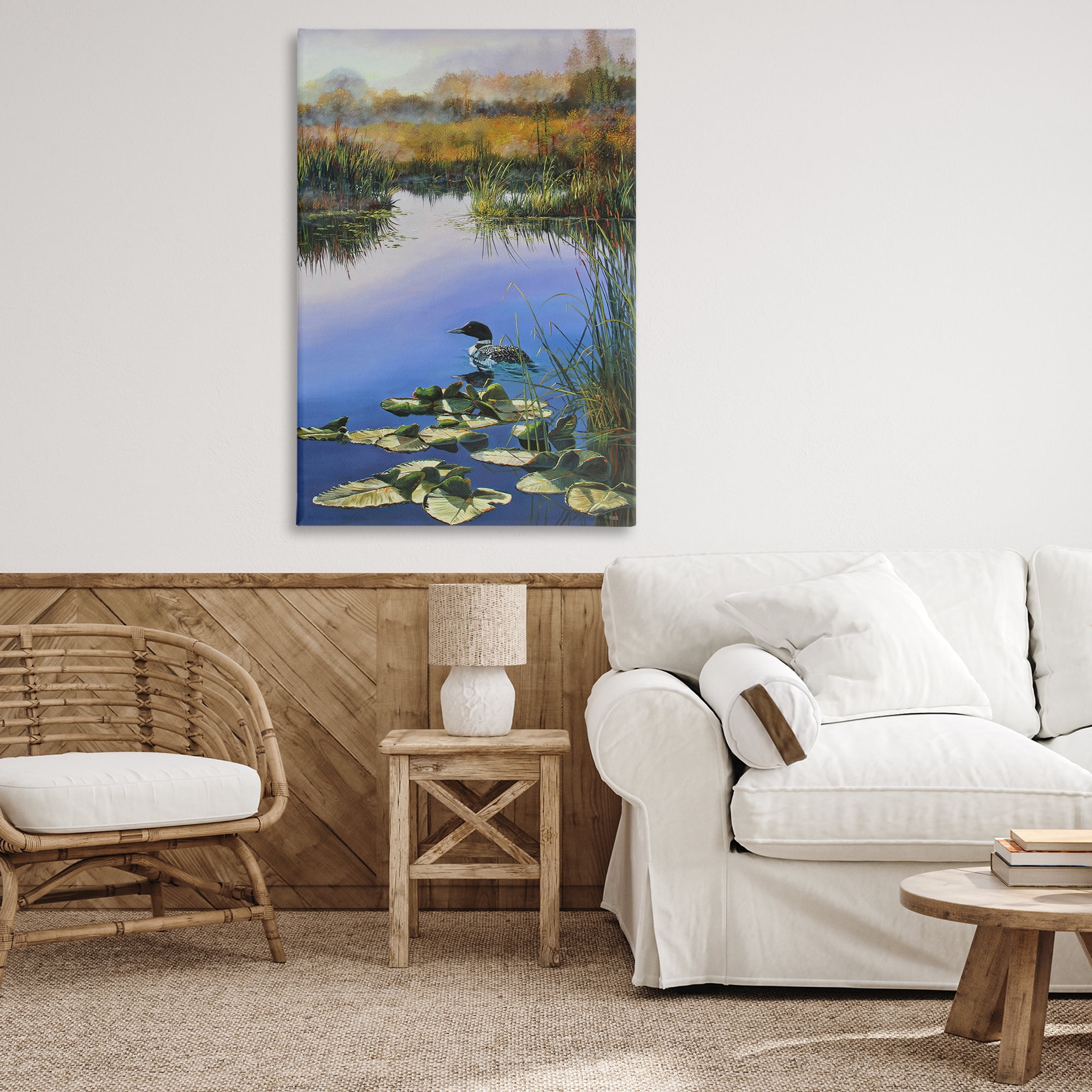 Stupell Industries Duck's Morning Solitude Landscape & Nature Painting Wrapped Canvas Art Print Wall Art, 30 x 45