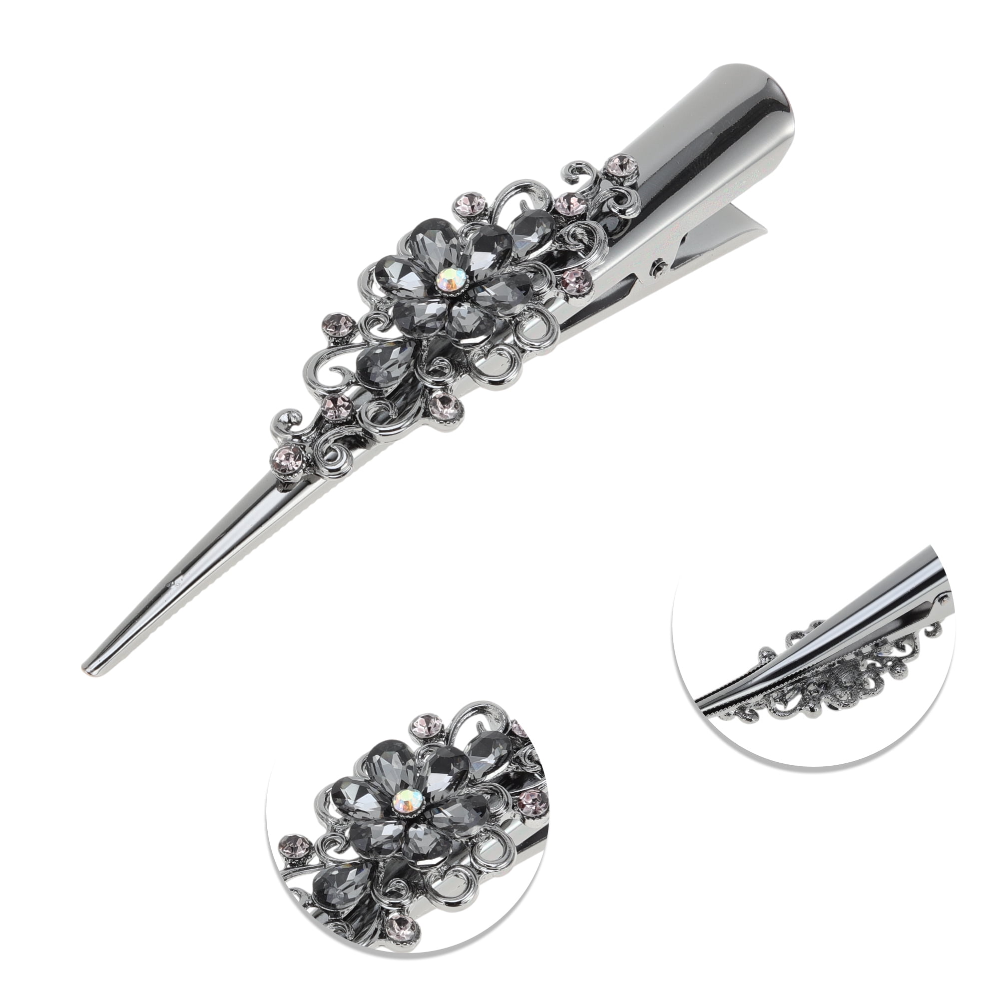 Unique Bargains Vintage Home Use Daily Styling Floral Hair Clips Black