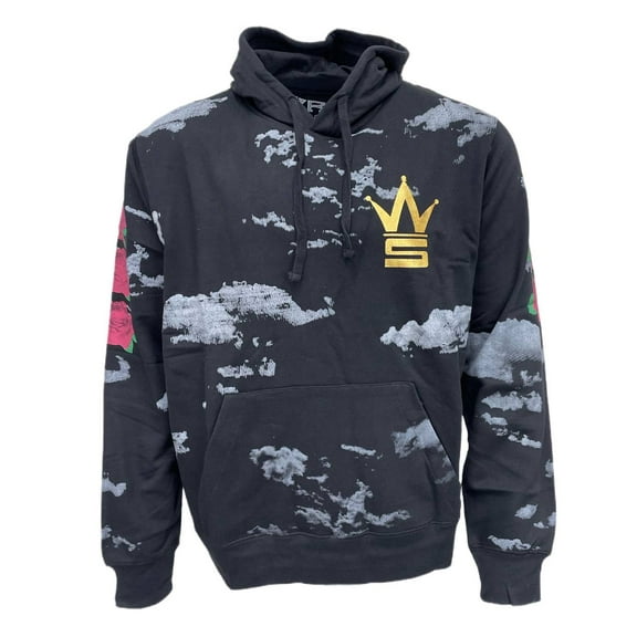 YRN Men's Yung World Hoodied Printed Sweatshirt, Black, XXXL