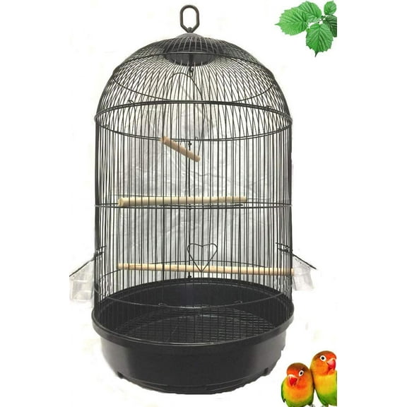 29" LARGE Round Bird Flight Hook Cage for Small Size Bird Cockatiel Lovebird Finch Canary Aviary Lovebird Budgie Parakeet