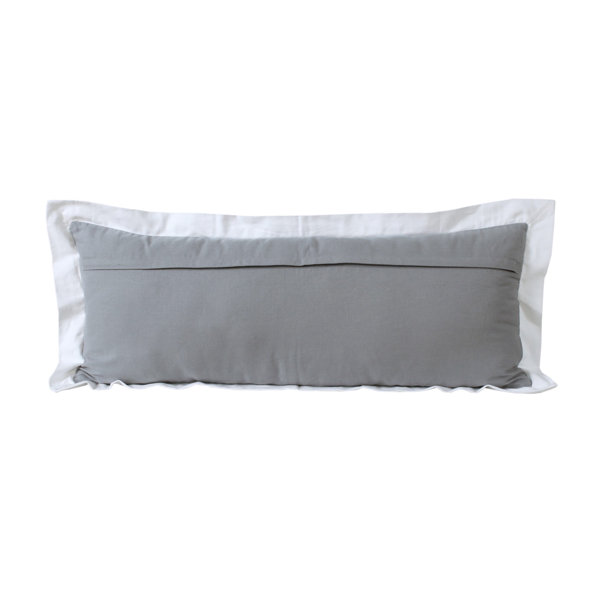 Laddha Home Designs Handwoven Color Block Cotton Lumbar Pillow Cover - 36" - Gray and White
