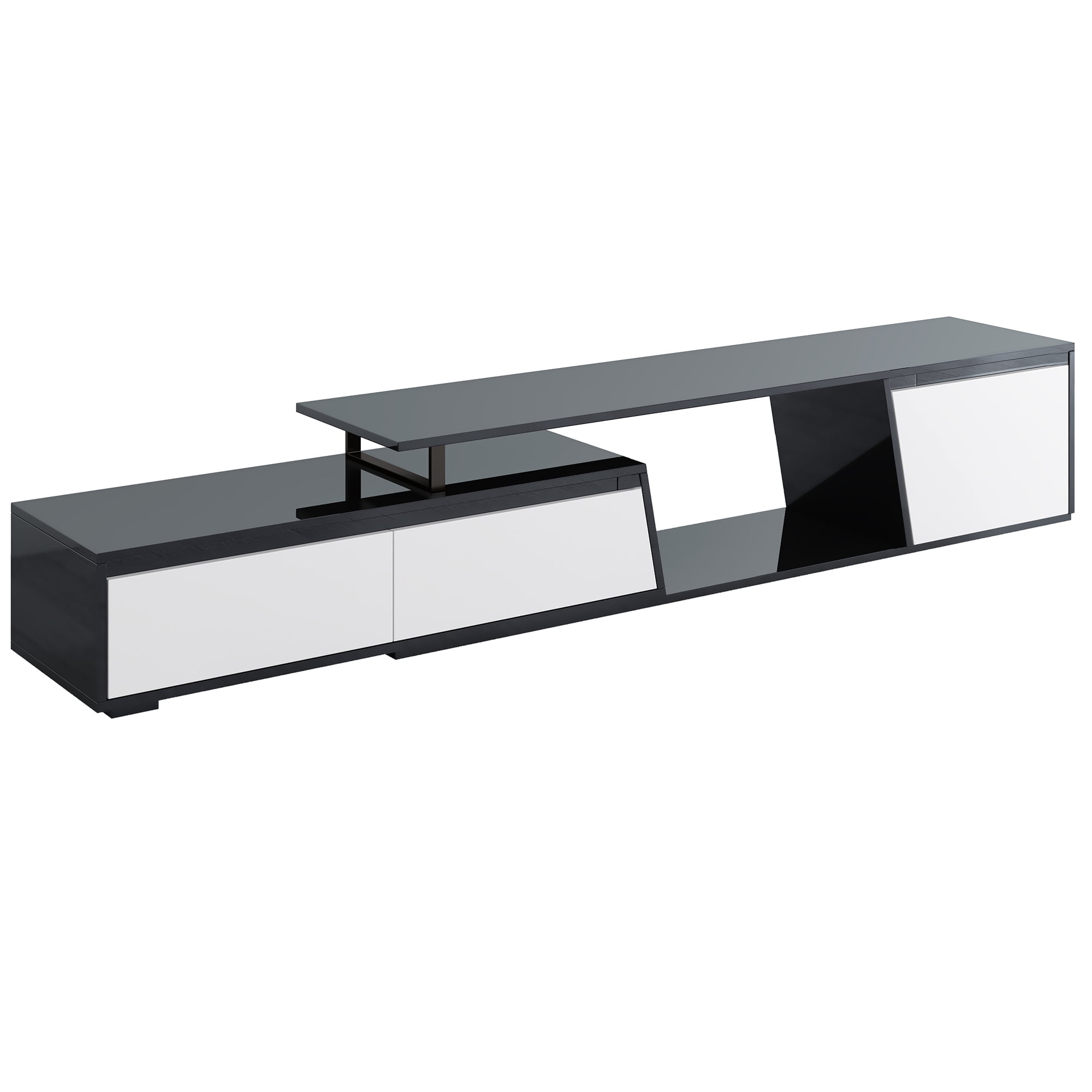 Aukfa Extendable TV Stand for TVs up to 100" with Storage Drawers & Cabinet for Living Room,Black