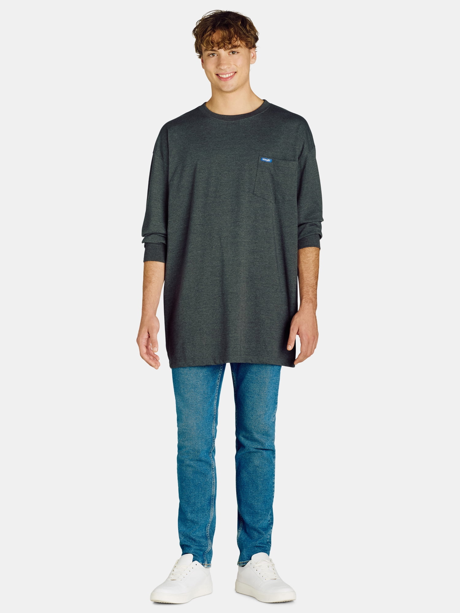 Wrangler Men’s Big and Tall Cotton Pocket Tee with Long Sleeves, Sizes 1XL-6XL
