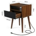 thumbnail image 7 of Yiwa Mid Century Modern Nightstand with Charging Station, Side Table with 2 Tiers Storage Space for Bedroom, Living Room, Walnut, 7 of 7