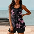 thumbnail image 6 of Summer Women's 2 Piece Swimsuits Fashion Print Tankini Set with Crewneck Tops and Swim Shorts Sleeveless Shirt for Summer Beach Vacation Cheap, 6 of 6