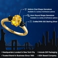 thumbnail image 2 of Gem Stone King 1.74 Ct Oval Yellow Citrine Black Onyx 18K Yellow Gold Plated Silver Ring, 2 of 6
