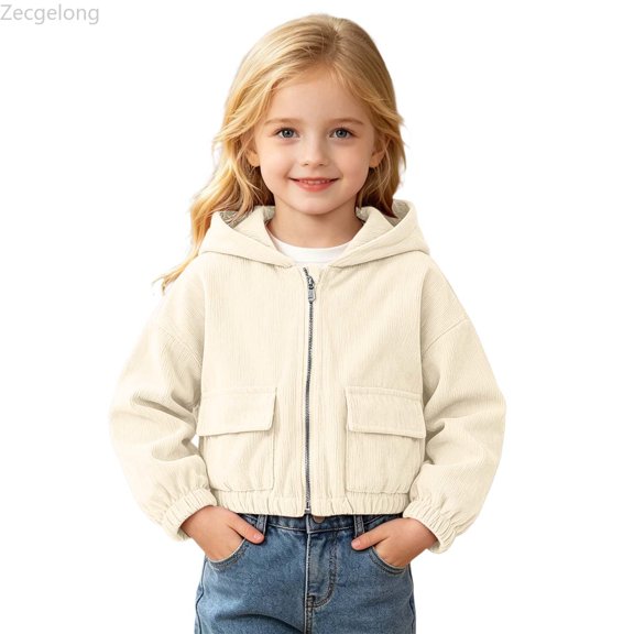 Zecgelong Kids Girls Coat Solid Hooded Jacket Toddler Windproof Zipper Outwear