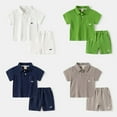 thumbnail image 5 of BULLPIANO 2-8 Years Toddler Boy Clothes Kids 2 Piece Summer Outfit Solid Color Short Sleeves Shirt + Shorts Set, 5-6 Years, 5 of 5
