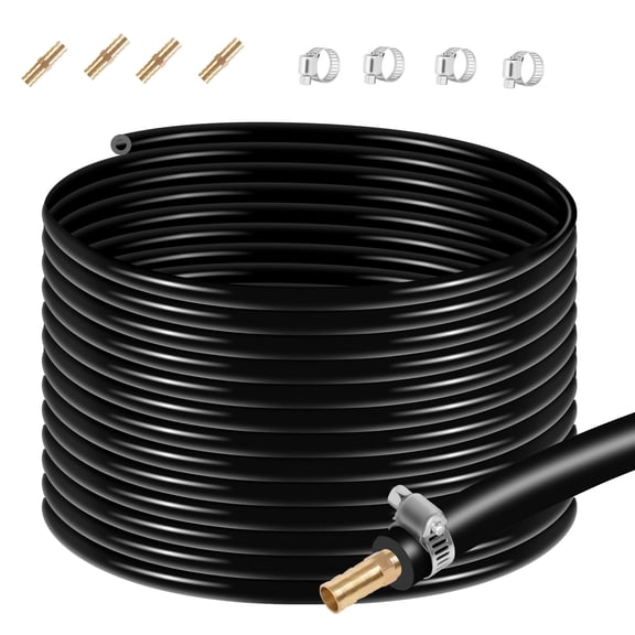 Muweixin 100ft 3/8in Black PVC Sinking Pond Aeration Hose, Weather-Resistant Air Tubing for Pond, Aquaculture, Fountain Use
