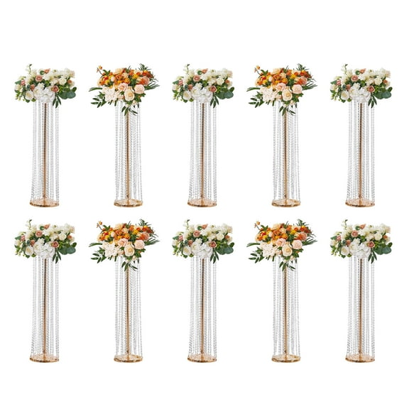 KFFKFF Crystal Wedding Flowers Stand Luxurious Centerpieces 10PCS 35.43inch Tall