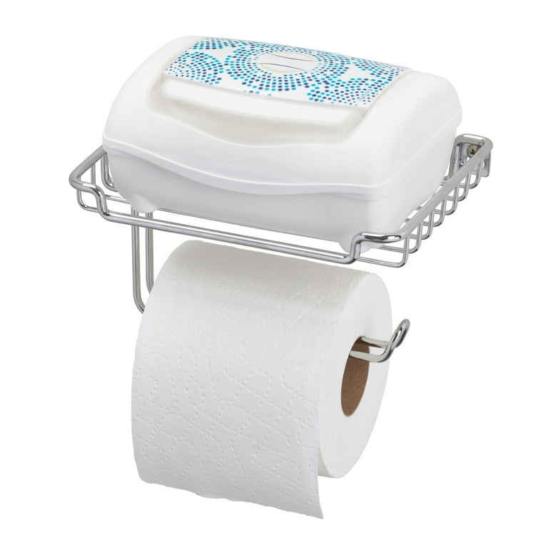 Double Roll Toilet Paper Holder Wall Mount With Shelf Holds 2