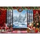 thumbnail image 2 of Fondo de vinilo de 2,1 x 1,5 m para Navidad, invierno, ventana, cortinas rojas, bosque nevado, fondo fotográfico navideño, 2 of 5