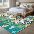 thumbnail image 4 of 5'x7' Area Rugs for Living Room Bedroom, Spring Daisy Leaves Washable Rug Carpet Runner Indoor Outdoor, Vintage Watercolor Flowers Teal Wooden Non Slip Floor Mats Area Rug for Kitchen, Nursery, 4 of 8