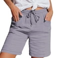 thumbnail image 2 of Baodmurt Mid Waist Shorts for Women Drawstring for Casual, Gray S, 2 of 7