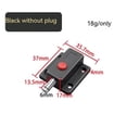 thumbnail image 2 of Pestillo de perno de puerta con resorte, pestillo de barril deslizante de plástico ABS negro con botón de interruptor para puerta, gabinete, accesorios de hardware para muebles, 2 of 5
