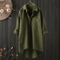 thumbnail image 4 of Fall Shirts for Women 2025 Solid Color Lapel Button Down Cotton Linen Loose Blouse Tops Long Sleeve Shirts for Women, 4 of 5