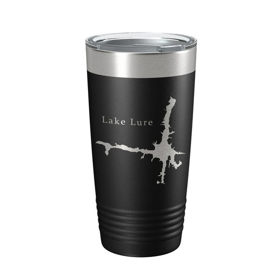 Lake Lure Map Tumbler Travel Mug Insulated Laser Engraved Coffee Cup North Carolina 20 oz Black