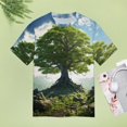 thumbnail image 4 of Tree with Life Womens Tops Women's Fashion Casual Short Sleeve Flower Print Round Neck Pullover Top Blouse, 4 of 6
