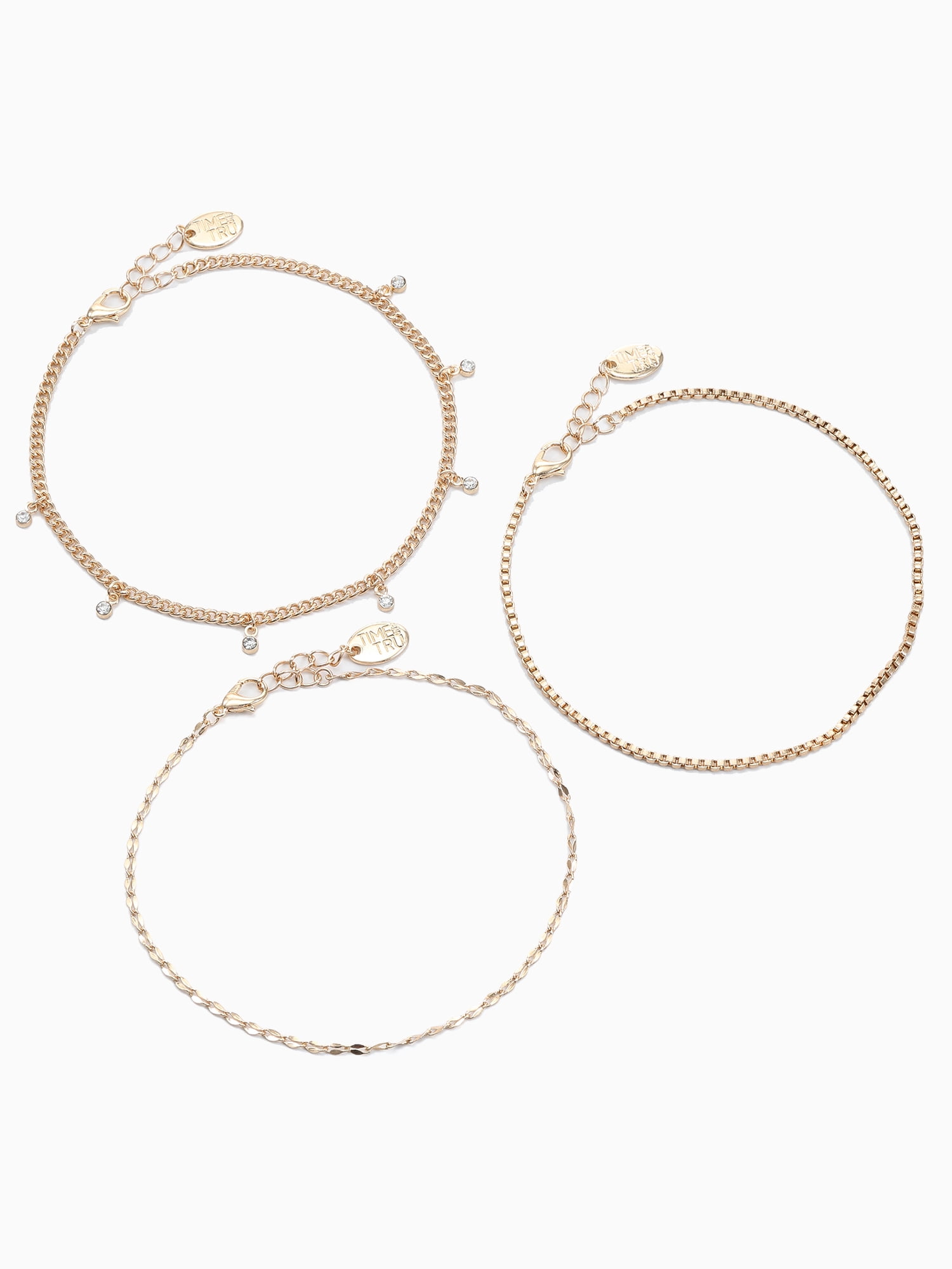 Women's Anklet Set, Cubic Zirconia, 3 Pieces