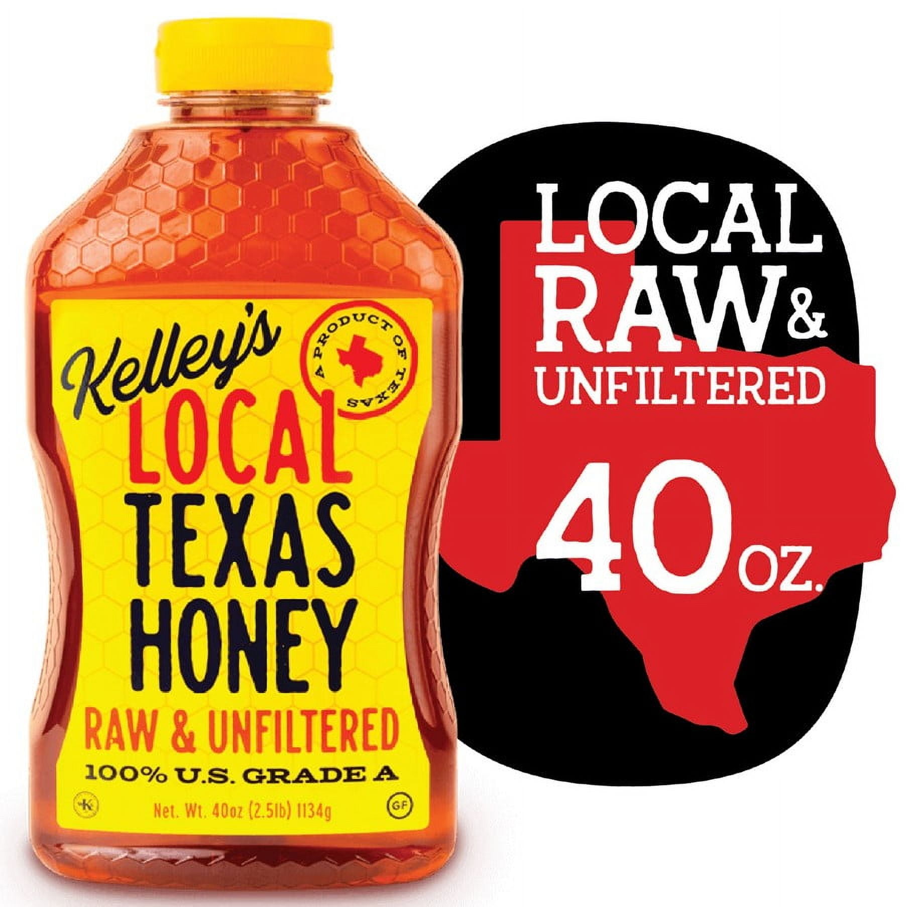 (3 pack) Kelley Honey Farms Raw and Unfiltered Honey, Pure, 40 oz Squeeze Bottle