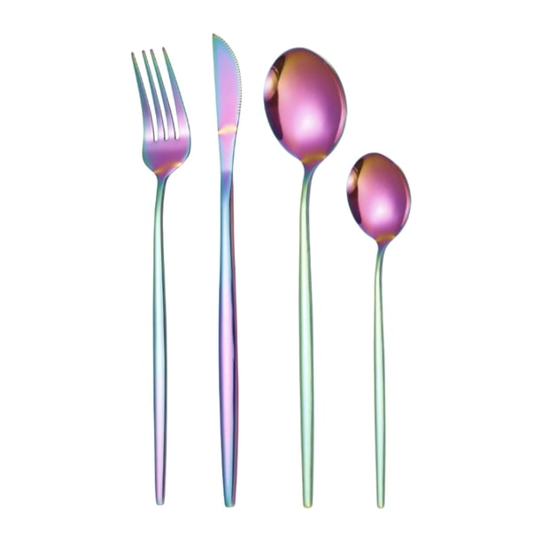 Juego de cubiertos de cocina de 4 piezas, vajilla fácil de limpiar, multiusos, reutilizable. Púrpura