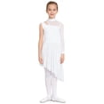 thumbnail image 4 of TiaoBug Girls Latin Jazz Ballet Lyrical Dance Dress Figure Ice Skating Asymmetrical Skirt Leotard Dancewear White 8, 4 of 6