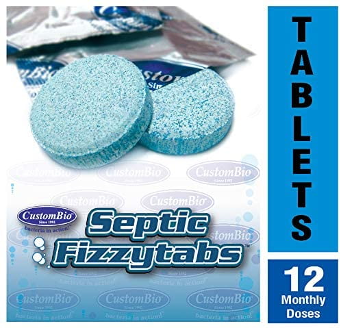 Septic Fizzytabs System Bacteria Treatment Tank Lines,One Year Supply 12 Tab 