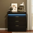 thumbnail image 2 of GZXS 3-Drawer Nightstand with Sliding Top, Built-in Charging Station & RGB LED Lights, Modern Black Bedside Table with Storage for Bedroom, 28.8"L x 17"W x 30.5"H, 2 of 8