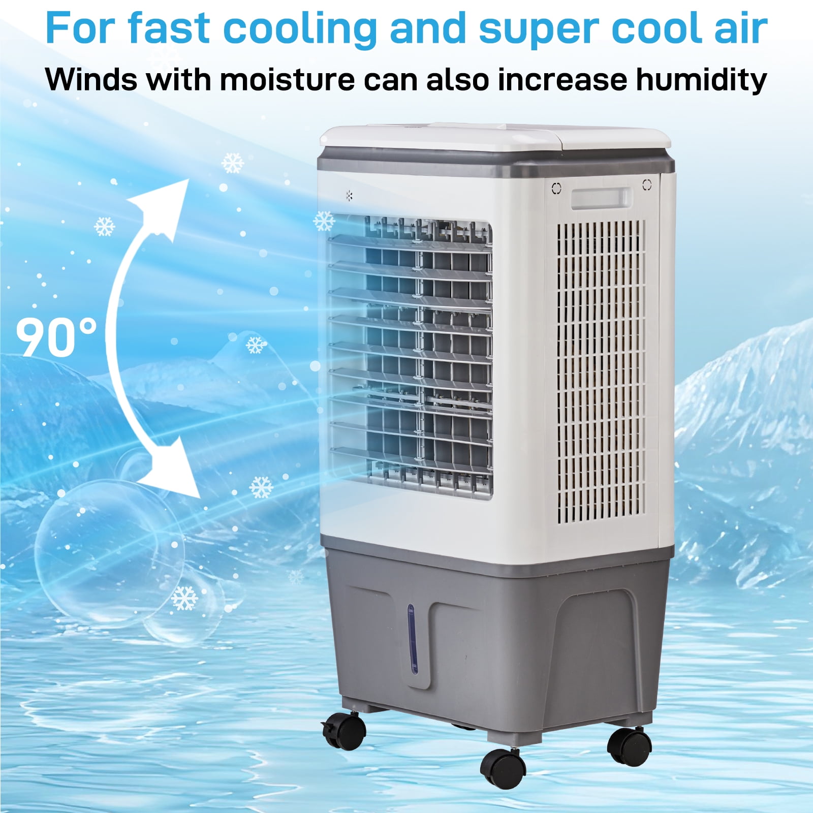 Ktaxon Portable Air Cooler,732CFM Evaporative Swamp Cooler with 5.28Gal/20L Water Tank, Cooling Fan with Oscillating, 3 Speeds, 7.5H Timer, 4 Ice Box, Indoor or Outdoor